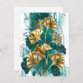 Branch with Golden Leaves Ginko Biloba Kaart (Voorkant / Achterkant)
