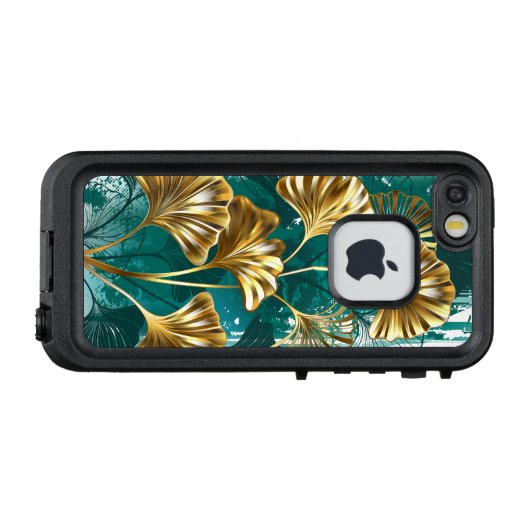 Branch with Golden Leaves Ginko Biloba LifeProof iPhone Hoesje (Achterkant (horizontaal))