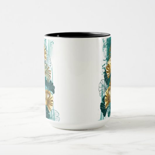 Branch with Golden Leaves Ginko Biloba Mok (Midden)