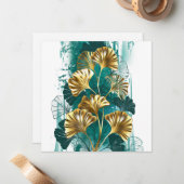 Branch with Golden Leaves Ginko Biloba Notitiekaartje (Voorkant / Achterkant in situ)