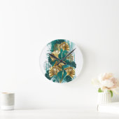 Branch with Golden Leaves Ginko Biloba Ronde Klok (Huis)