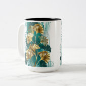 Branch with Golden Leaves Ginko Biloba Tweekleurige Koffiemok (Voorkant links)