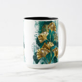 Branch with Golden Leaves Ginko Biloba Tweekleurige Koffiemok (Voorkant rechts)