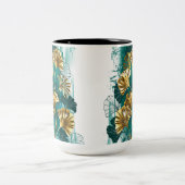 Branch with Golden Leaves Ginko Biloba Tweekleurige Koffiemok (Center)