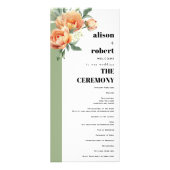 Branch with peach roses sage wedding program reclamekaart (Voorkant)