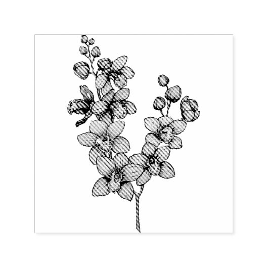 branch with pink orchid flowers sticker  zelfinktende stempel (Design)