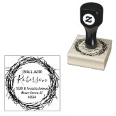Branch Wreath Couple Return-adres Rubberstempel (Gestempeld)