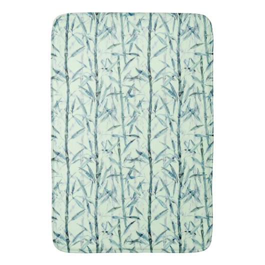 Branches bamboe, wit, groen, bladeren, bamboe badmat (Voorkant Verticaal)