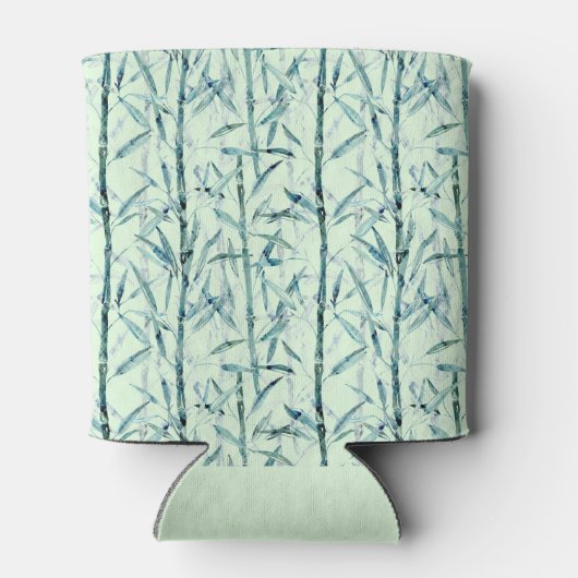 Branches bamboe, wit, groen, bladeren, bamboe blikjeskoeler (Achterkant)