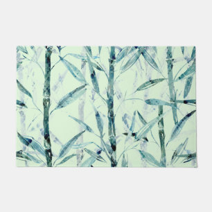 Branches bamboe, wit, groen, bladeren, bamboe deurmat