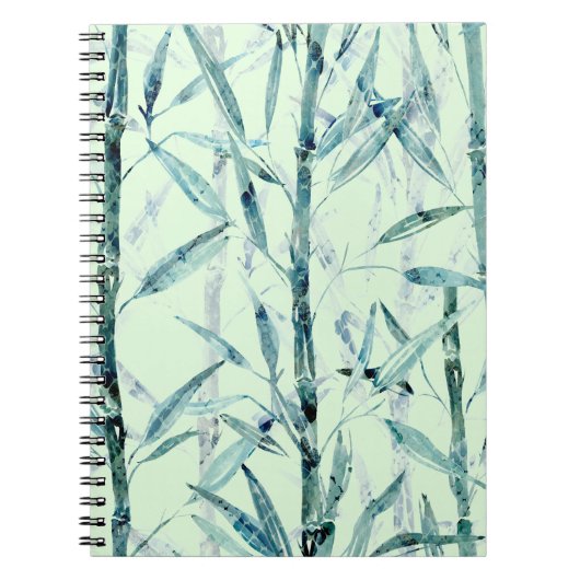 Branches bamboe, wit, groen, bladeren, bamboe notitieboek (Voorkant)