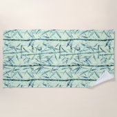 Branches bamboe, wit, groen, bladeren, bamboe strandlaken (Voorkant)