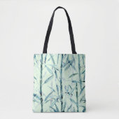 Branches bamboe, wit, groen, bladeren, bamboe tote bag (Voorkant)