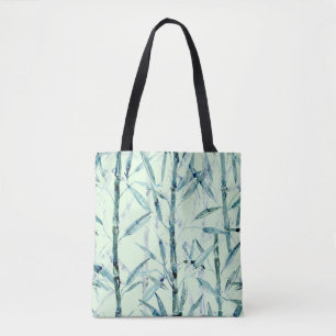 Branches bamboe, wit, groen, bladeren, bamboe tote bag