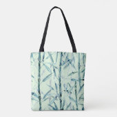 Branches bamboe, wit, groen, bladeren, bamboe tote bag (Achterkant)