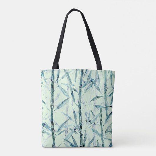 Branches bamboe, wit, groen, bladeren, bamboe tote bag (Achterkant)