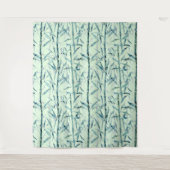 Branches bamboe, wit, groen, bladeren, bamboe wandkleed (Voorkant)