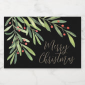 Branches Berries kerstfeestdag Black Voedselcontainer Etiket (Enkel label)