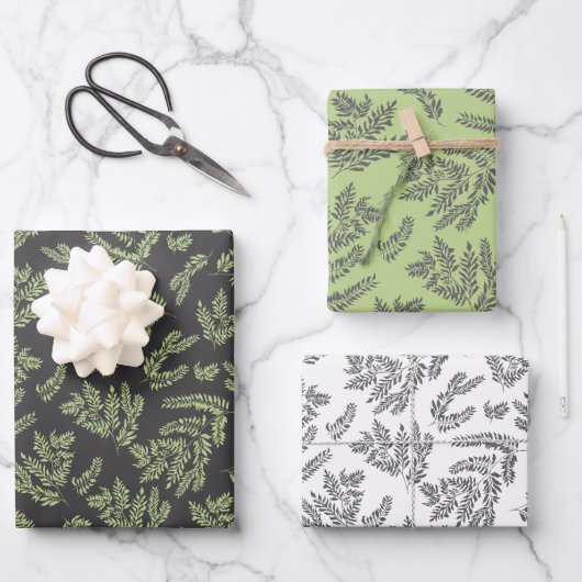 Branches & Bladeren Gift Wrap Papieren Blad Set va Inpakpapier Vel (Voorkant)