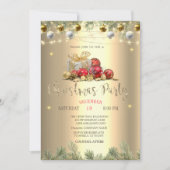 Branches, Cadeaus, Ballen, String Lights Kerst Kaart (Voorkant)