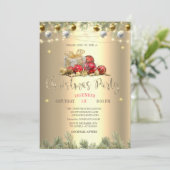 Branches, Cadeaus, Ballen, String Lights Kerst Kaart (Staand voorkant)