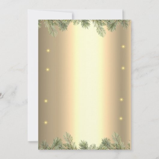 Branches, Cadeaus, Ballen, String Lights Kerst Kaart (Achterkant)