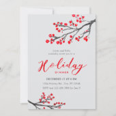 Branches en Berries Holiday Dinner Invitation Kaart (Voorkant)
