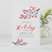 Branches en Berries Holiday Dinner Invitation Kaart (Staand voorkant)