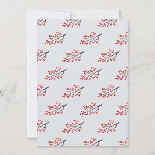 Branches en Berries Holiday Dinner Invitation Kaart (Achterkant)