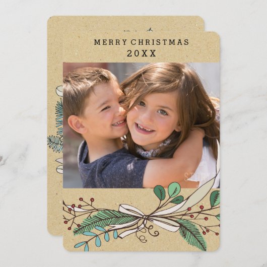 Branches en Berries Peace and Joy Feestdagenkaart (Voorkant / Achterkant)