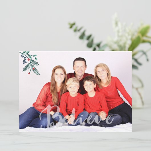 Branches en bessen geloven in een feestelijke foto feestdagenkaart (Staand voorkant)