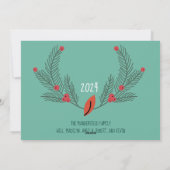 Branches en bessen geloven in een feestelijke foto feestdagenkaart (Achterkant)