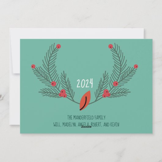 Branches en bessen geloven in een feestelijke foto feestdagenkaart (Achterkant)