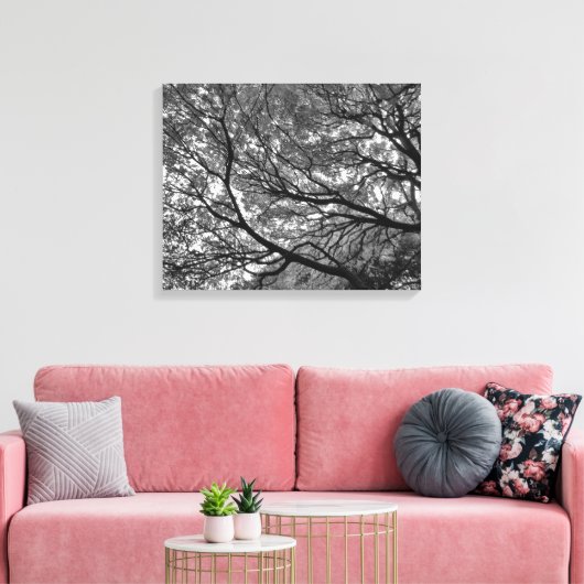 Branches en bladeren canvas afdruk (Insitu (Woonkamer))