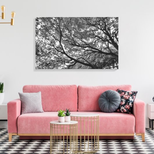 Branches en bladeren canvas afdruk (Insitu (Woonkamer))