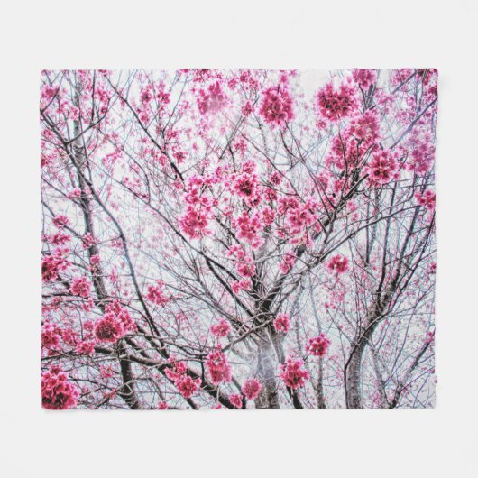 Branches en bloemen van een Cherry Tree Fleece Deken (Voorkant (Horizontaal))