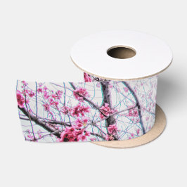Branches en bloemen van een Cherry Tree Satijnen Lint