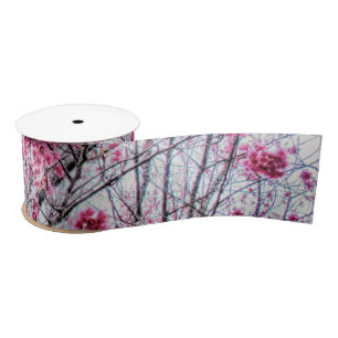 Branches en bloemen van een Cherry Tree Satijnen Lint