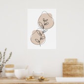 Branches en lederen lijnkunst poster (Keuken)