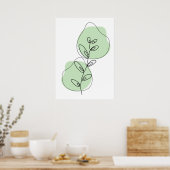 Branches en lederen lijnkunst poster (Keuken)