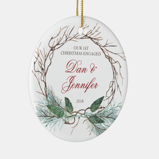 Branches en Pine First-kerstservice Keramisch Ornament (Rechts)