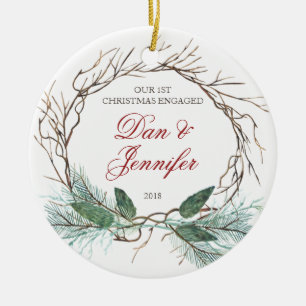 Branches en Pine First-kerstservice Keramisch Ornament
