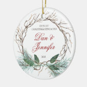 Branches en Pine First-kerstservice Keramisch Ornament (Links)