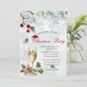 Branches, Glas, Holly Berry, Zakelijke Kerst Kaart