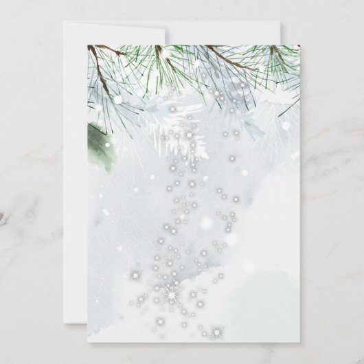 Branches, Glas, Holly Berry, Zakelijke Kerst Kaart (Achterkant)