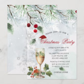 Branches, Glas, Holly Berry, Zakelijke Kerst Kaart (Voorkant / Achterkant)