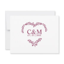 Branches Heart with Initials in Cramberry Color