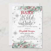 Branches Holly Berry Snowflakes Baby shower Kaart (Voorkant)