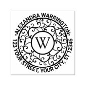 Branches Lacy Filigree Naam Initiaal Retouradres Zelfinktende Stempel (Design)