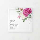 Branches met roze rozenbloemen bloemenbruiloft drieluik programma (Cover)